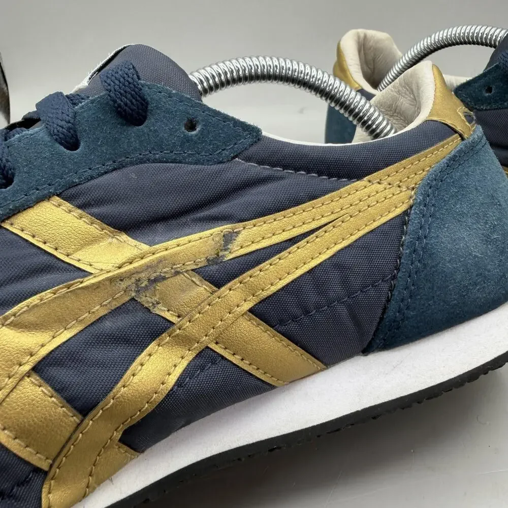 Onitsuka Tiger Serrano D109L Shoes Mens Size 11 Navy Blue Gold Running Sneakers